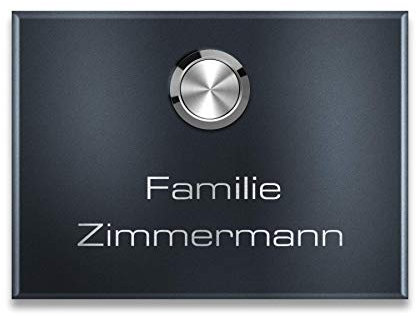 Metzler Funkklingel aus Edelstahl - Kabellos & UV-beständig - hohe Reichweite - Edelstahl Türklingel in Anthrazit (RAL 7016) - Gravur optional (1 Taster) Vitus