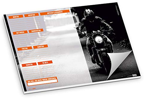 itenga Schreibtischunterlage Motorrad DIN A2 50 Blatt Schreibunterlage Edel für Männer Frauen Kinder