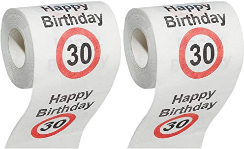 MIK funshopping Articoli di carta igienica divertente per compleanno, regalo divertente (30° compleanno – 2 rotoli)