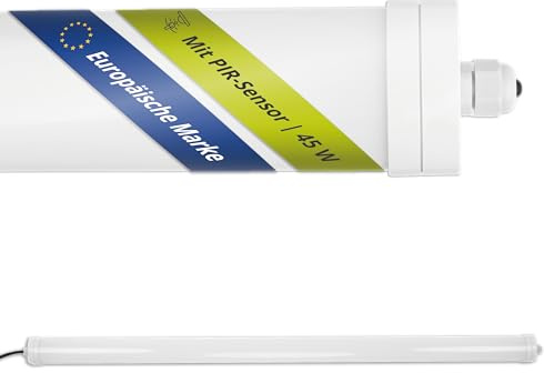 INNOVATE LED Feuchtraumleuchte mit Bewegungsmelder 160cm 1 Stk. 4000K | Feuchtraumleuchte LED mit Bewegungsmelder 45W I Werkstattlampe Kellerlampe IP65 LED Deckenleuchte mit Bewegungsmelder 5000lm