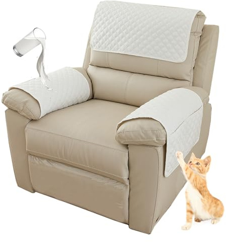 HonunG Sessel überzug,Sesselschoner Mit Armlehnesesselschoner, Sesselschoner,Sofa Bezug,Anti-Rutsch Wasserdicht Waschbar Armkappen Für 1 2 3 Sitzer (Weiß,1 Sitzer | 3 STK)