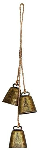 Yuzita Ange cloche de vache - Décoration de Noël bohème à suspendre - Cloche de Noël dorée - 3 pièces