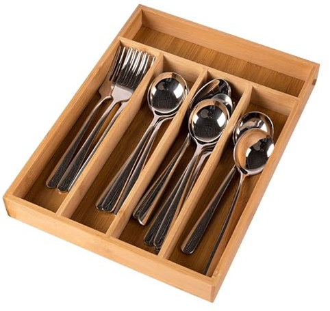Plateau de rangement pour tiroir d'argenterie – Plateau de rangement de couverts divisé | Plateau portable pour couverts ménagers, plateau rustique pour fourchettes, baguettes