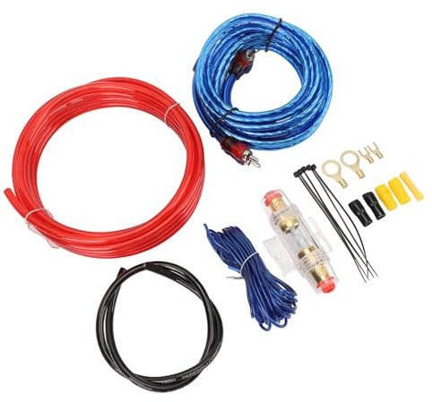 Auto-Subwoofer-AMP-Installationsset, 10-Gauge-Stromkabel-Verkabelungssatz mit 60-A-Sicherung für Bessere Klangleistung, Langlebige Haltbarkeit