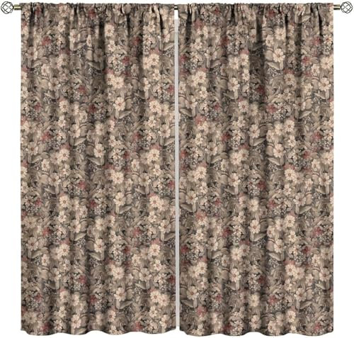 Vorhang Blickdicht 3D Vintage-Blumen Ösenschal - 2 Stücke Verdunklungsvorhänge Mit Ösen Schlafzimmer Wohnzimmer Schallschutz Vorhang Verdunkelung Gardinen, 150 (B) X 166 (H) cm 9426352247336