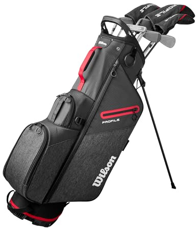 Wilson Profile Set Completo de Palos de Golf, Diseñado para Swings Rápidos con Construcción de Grafito, Zurdo, Color: Rojo/Negro/Plateado, Tamaño: Estándar