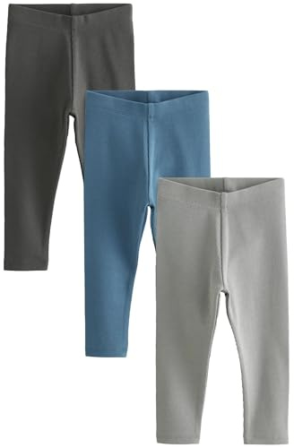 NEXT Niños Pack de 3 Leggings de Punto Acanalado Azul/Carbón 3 Años-4 Años