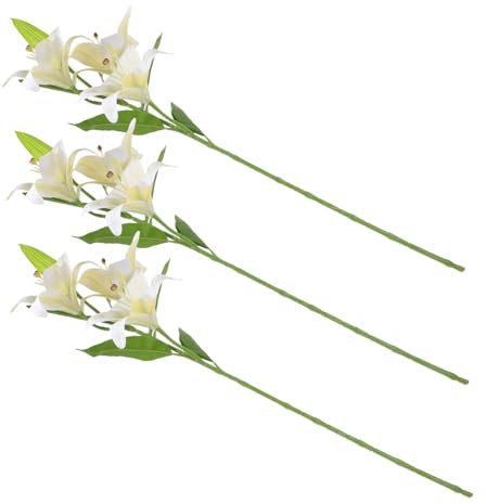 PRETYZOOM 3piezas Flores De Artificiales Realistas Decorativo De Lirios Flores Hawaianas Pelo Fácil Cuidado