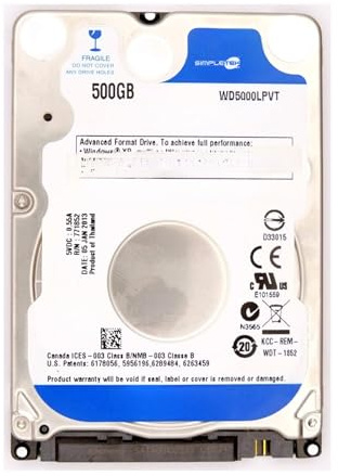 SIMPLETEK - HDD Hard Drive Internal 500 GB SATA 2.5 Notebook Laptop PC Blue (Refurbished)