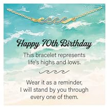TINGN Regalos de cumpleaños para mujeres: pulsera de ondas de circonita chapada en oro de 14 quilates, regalos de cumpleaños para mujeres de 30, 40, 50, 60, 70 años, regalo para mujer, esposa, novia