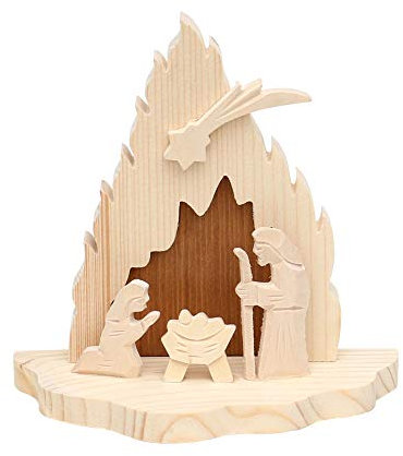 Capanna in legno intagliato a mano, ca. 15,5 x 7,5 x 16 cm