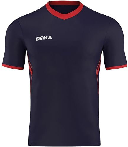 OMKA Trikot Teamwear Fußball Handball Rugby Laufsport Volleyball Uniformhemd Marineblau/Rot XL