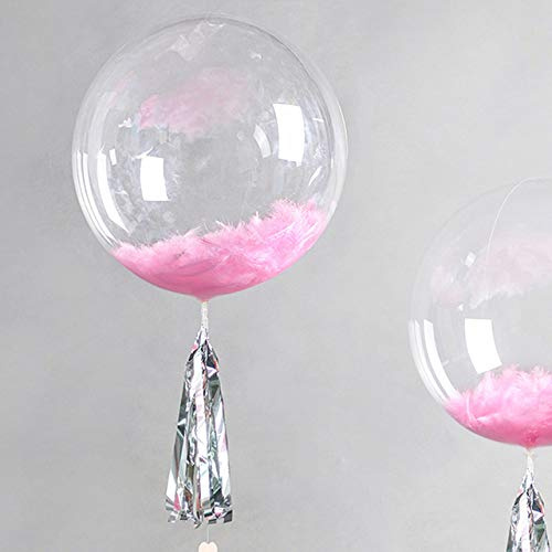 Transparenter Luftballon 60 cm -Schöner Dekorations-Ballon - befüllbar mit z.B. Federn oder Konfetti - Helium geeignet - Für Party Hochzeit Geburtstag Taufe Durchsichtig Riesenballon Rund Klar