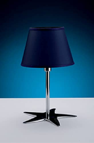 Licht-Erlebnisse Blaue Tischlampe 40cm verchromtes Messing Seestern maritimes Design Tischleuchte Nachttischlampe
