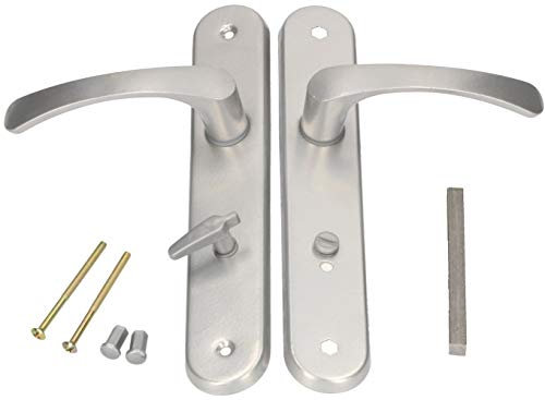 KOTARBAU® Türgriff 72 mm Links Rechts WC Silber Türgarnitur Türbeschlag Türdrücker Türklinke Drückergarnitur Toilettentür Zimmertür Langschild Alu