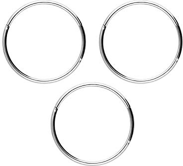 PIERCINGLINE 3er SET Titan Segmentring Clicker Piercing Ring Septum Tragus Helix Weißgoldfarben 1 x 6 mm