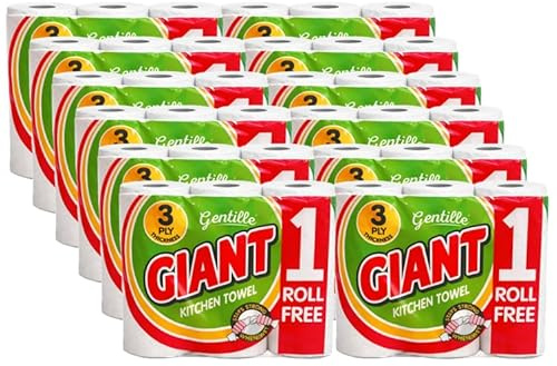 Gentille Giant 3 Ply Thickness Paper Towel | Extra Strong, Absorbent, Tough, Durable Kitchen Roll | Multipurpose Bulk Pack (36)