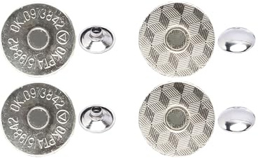 WedDecor Laser Cut Double Rivet Magnetic Clasp, 18mm, 10pcs, Silver | 4-Part Anti-Rust Snap Closure Buttons for Leather Craft, Bags, Purses, Coats & DIY Sewing or Accessory Projects