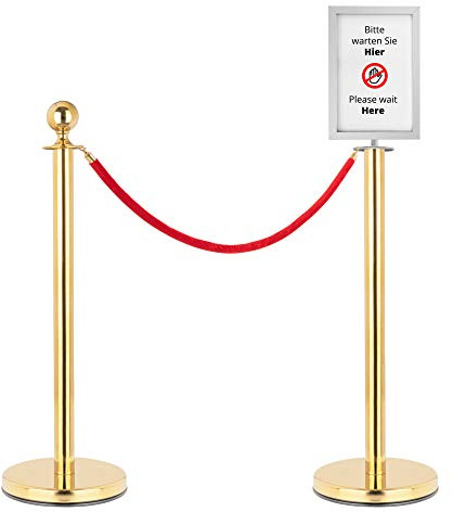 Stagecaptain PLS-150 Deluxe 2.1-150G Absperrständer Personenleitsystem 1 | Ständer aus Edelstahl in gold, Mit weiteren Leitpfosten kombinierbar, Oberer Abschluss in Kugel-Form, Durchmesser Kugel: 7 cm
