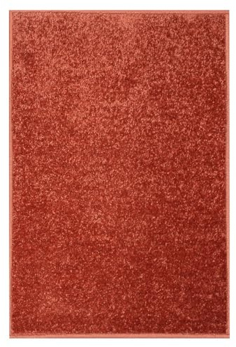 OLIVO.shop Tappeto Salotto Moderno, Tappeto Soggiorno, Tappeti Camera da Letto, Tappeto Salotto Lavabile, Morbido Tinta Unita, LIVING RUGGINE (70x130 cm)
