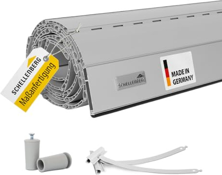 Schellenberg Rolladen Maßanfertigung, PVC Rolladenpanzer, Auswählbar: Breite 50-160 cm, Höhe 100-230 cm, System Mini, Farben Weiß, Grau