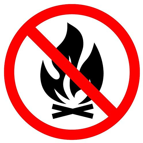 Schild aus PVC, Durchmesser 15 x 15 cm, feuerverboten, Dicke 5 mm.