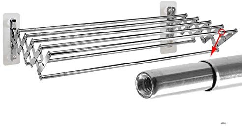 Toallero Extensible Plegable Plegable Que Puede Colgar Más Toallas Toallero Plegable De Doble Capa Pulido con Espejo Grueso De Acero Inoxidable con Gancho (Color : Silver, Size : 42-80cm)