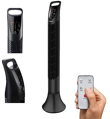Wintem Ventilatore Verticale 40W con Telecomando, Regolazione Velocità e Oscillazione, 2 Ventilazioni