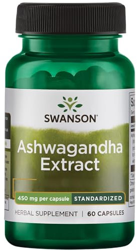Swanson Ashwagandha Extract, (Estratto di Ashwagandha), 450mg, standardizzato in withanolide, 60 capsule, Testato in Laboratorio, Senza Soia, Senza Glutine, Non OGM