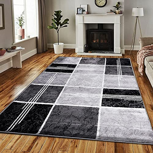 PHP Super Soft Rugs for Living Room Bedroom Rug - Thick Dense Pile Non Shed Fluffy Rug For Bedroom - Small Medium Large Carpet Area Rugs Kitchen Floor Mat (120 x 170 cm (4ft x 5ft 8), Black)