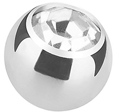 Piercingfaktor Piercing Ersatz Schraubkugel Edelstahl Silber mit Kristall