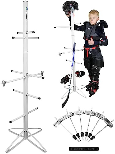 Wishify Hockey Gear Dryer Rack – Heavy Duty Metal Sports Equipment Drying & Storage Stand for Hockey, Football, Lacrosse Gloves, Pads, Helmets – Vertical Space-Saving Organizer