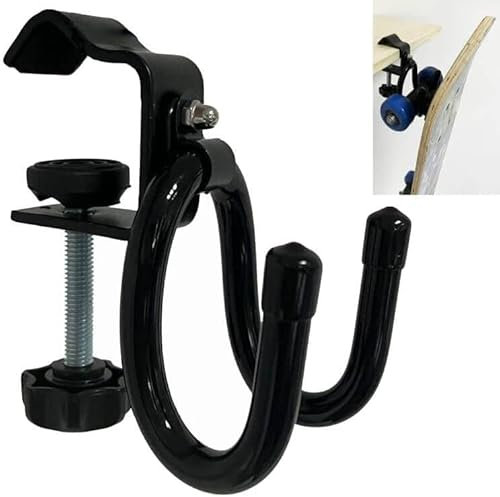 Desk Store Clamp-On Skateboard Halter Skateboard Haken Skateboard Aufhänger, Stand Clamp Haken unter Schreibtisch Platz sparen Halterung für Kopfhörer, Rucksäcke, Longboard, Mini Cruiser und mehr