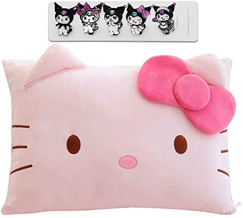Shuyun Cartoon Cute Pillowcase Anime Double Sided Plush Pillowslip Girl Bedroom Decoration Kawaii Cotton Pillowcase, Cute Hairpin (Red)