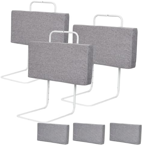Ikodm Bettgitter 3x60cm rausfallschutz Bett Bettschutzgitter für Kinder 5-Loch Höhenverstellbar Bett Rausfallschutz Kinder, Kinderbettgitter Familienbett für Kinderbett (180cm,Leinen Grau)