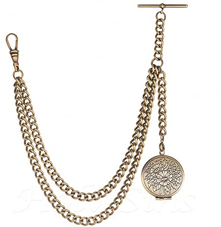Holy Sins Jewellery Bronze Colour Single Albert Pocket Watch Chain with Locket