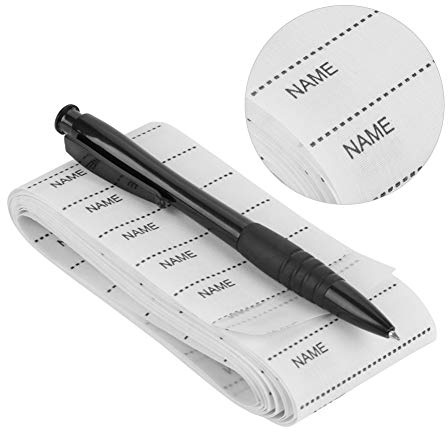 100 Pcs Name Tags, Dekaim Iron on Name Labels for Clothes Washable Name Tapes Name Tags for Clothes Woven Clothing Name Labels for Kids School Uniform, White