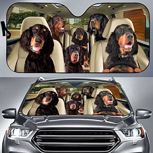 Front Windshield Sun Shade Foldable Car Window Covers Keep Vehicle Cooler Windscreen Cover Universal For Summer Suv Truck Gordon Setter Family On The Wheel, For Gordon Setter Dog Lovers M