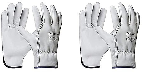 Gebol Driver | Arbeitshandschuhe aus Leder mit hoher Widerstandsfähigkeit | Lederhandschuhe für Damen und Herren | Größe M (Gr 8) | Weiß | 1 Paar (Packung mit 2)