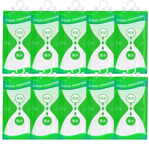 Entfeuchtungsbeutel Set, 10 Stück Kleiderschrank Feuchtigkeitsabsorber, 100g Hänge-Luftentfeuchter Anti-Schimmel hängender Entfeuchter für Küche und Badezimmer