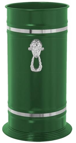 Acan Tradineur - Paragüero Redondo con Adorno - Fabricado en Latón - Soporte para Paraguas cilíndrico metálico para Entrada de oficinas, hogar, diseño clásico - Ø 23,2 x 40,4 cm - Color Verde/Plata