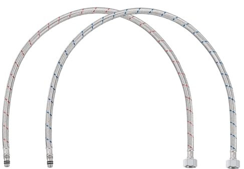 QUARKZMAN 32-Zoll langer Wasserhahn-Zulaufschlauch, 2 Stück G1/2 weibliches Kompressionsgewinde x M10 männlicher Anschluss, geflochtener kurzer Zulaufschlauch aus 304 Edelstahl