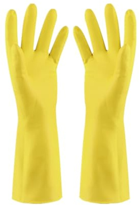 Rubber Dishwashing Glove Household Cleaning Gloves,thicken Waterproof Reuseable latex gloves - Kitchen Cleaning Dishwashing Car Washing (Yellow, M)
