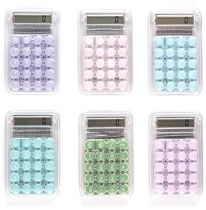 zalati Mini Calculator Solar Power & Button Battery Dual Power Supply Silicone KeyPad Touch Key for Pocket Portable Calculator Tool - Random Colors