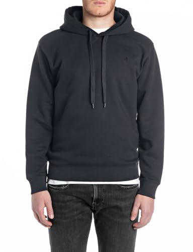 Replay Basic Huvtröja för män, 067 Night Blue, XL