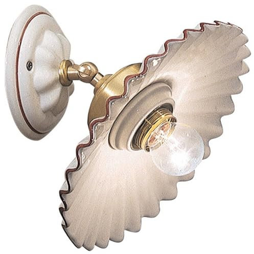 Licht-Erlebnisse Wandlampe Metall Keramik E27 verstellbar in Weiß Braun Messing matt B: 23 cm Landhaus Stil Wandspot Wohnzimmer Wandleuchte Küche