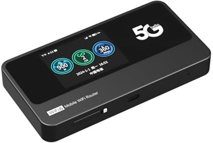 Hotspot Mobile 5G, Banque d'alimentation de Routeur WiFi 5G Portable avec Batterie 10 000 MAh, écran Couleur 2,5 Pouces, WiFi6 Haute Vitesse 5,8 Gbit/s 5G 4G LTE, 16