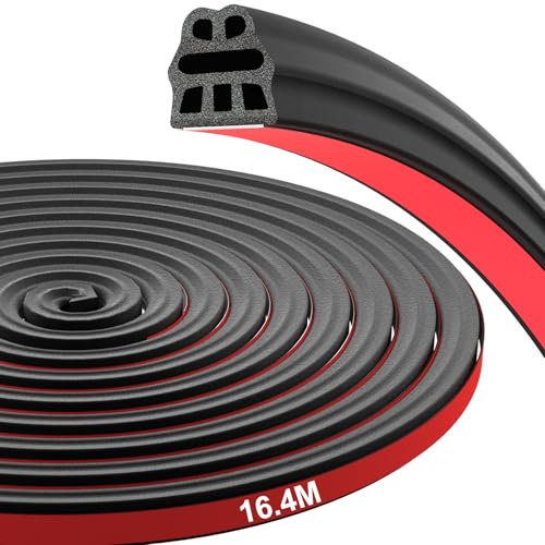 16.4M Joint Porte Voiture Caoutchouc Adhesif - alophoty Universel EPDM Joint de Porte de Voiture, Joint Caoutchouc Adhesif pour Portes et Fenêtres de Voiture, Isolation Phonique Voiture, Universel