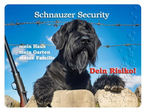 Warnschild - Schild 20x30cm Motiv: Hund Riesenschnauzer Security (01)