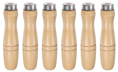 Suoumwa 6 Stück Feilengriffe Aus, Rundes Loch, Ergonomische Griffe mit Metallkragen für 12-Metallfeilen